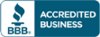BBB Accredited Business logo with BBB torch icon and text “ACCREDITED BUSINESS”